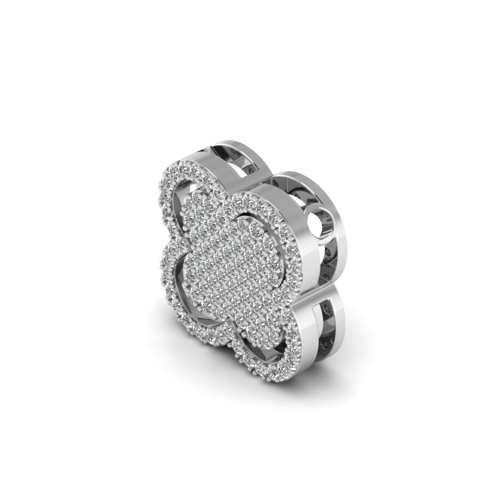 Pave Clover Pendant Silver