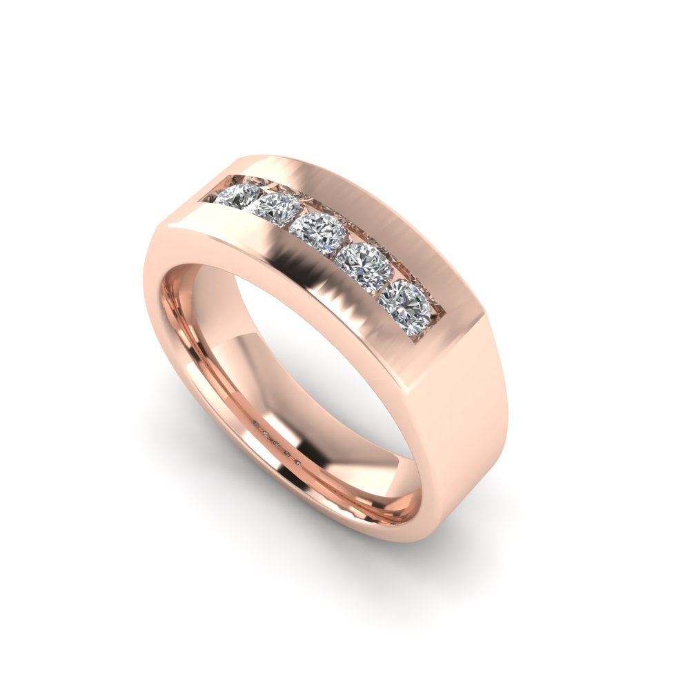 Mens Channel Set Band Gold