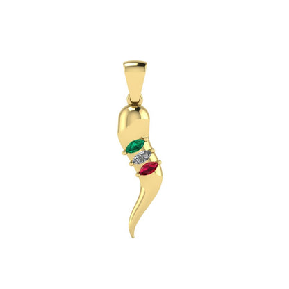 Gem-Set Italian Horn Mini Gold