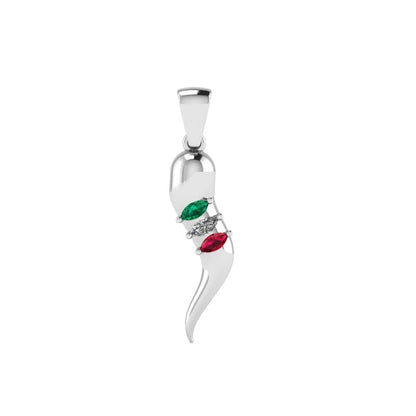 Gem-Set Italian Horn Mini Silver
