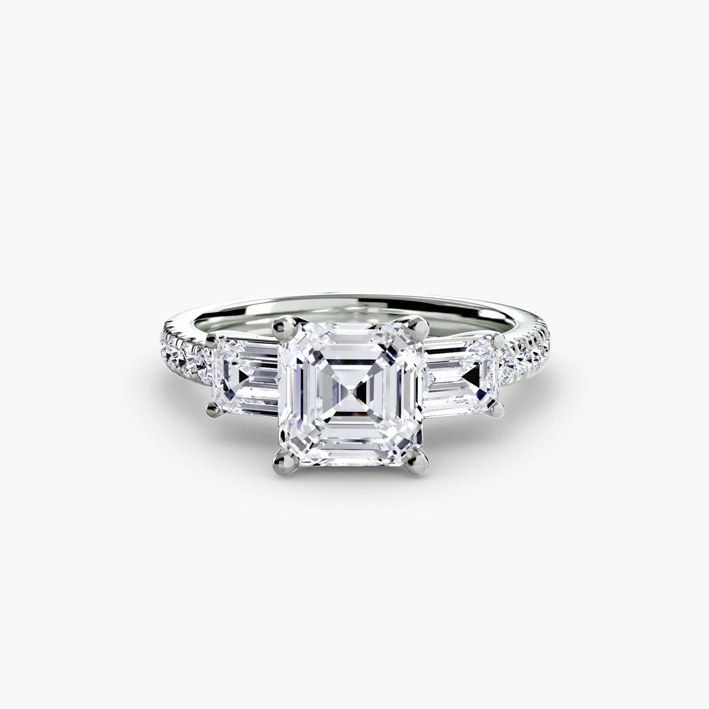 Three-Stone Ring with Pavé Band 4